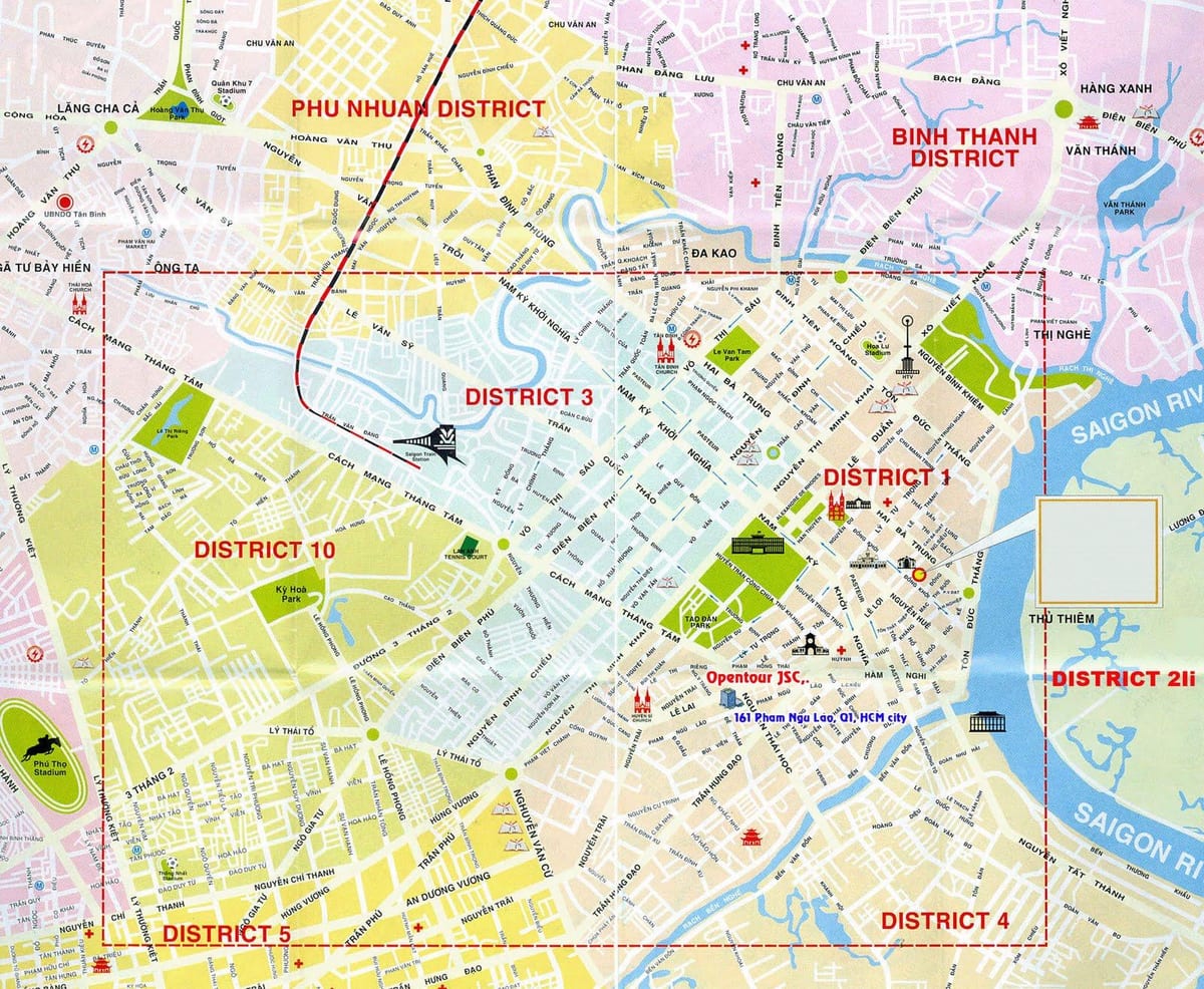 tourist map ho-chi-minh-Stadt, Bezirk 1